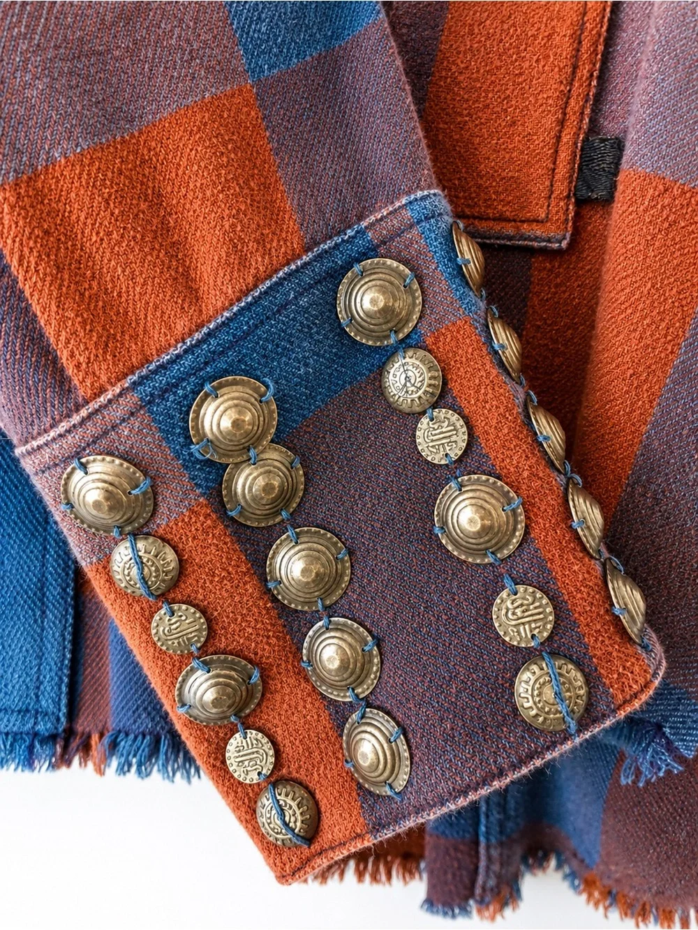 FREE PEOPLE Austin Plaid Studded Shacket Plaid Jacket Small - Picture 5 of 8